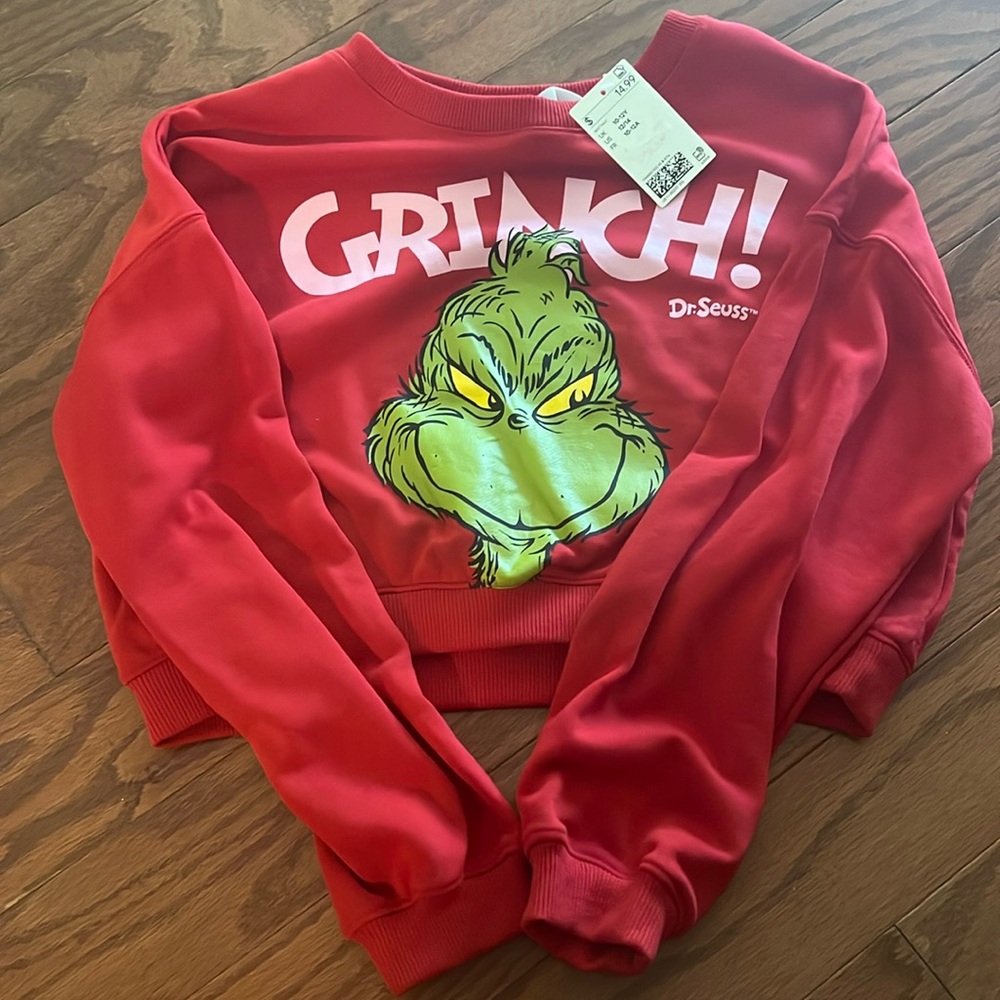 grinch sweatshirt h&m size 14-16